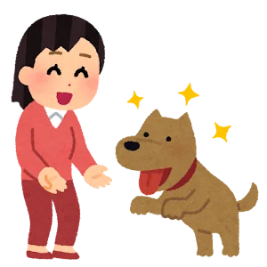 Illustration of a confident, friendly Rottweiler greeting a smiling owner